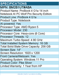 HP BM2B1UT#ABA ProBook 4 G1a 14" Notebook - WUXGA - AMD Ryzen 5 230