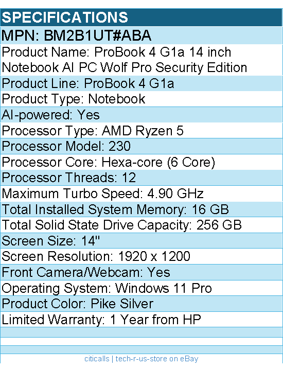 HP BM2B1UT#ABA ProBook 4 G1a 14" Notebook - WUXGA - AMD Ryzen 5 230