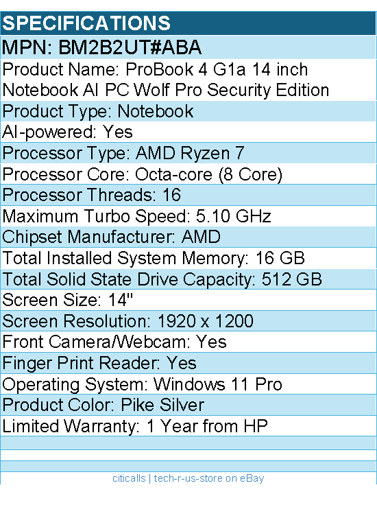 HP BM2B2UT#ABA ProBook 4 G1a 14" Notebook - WUXGA - AMD Ryzen 7 250