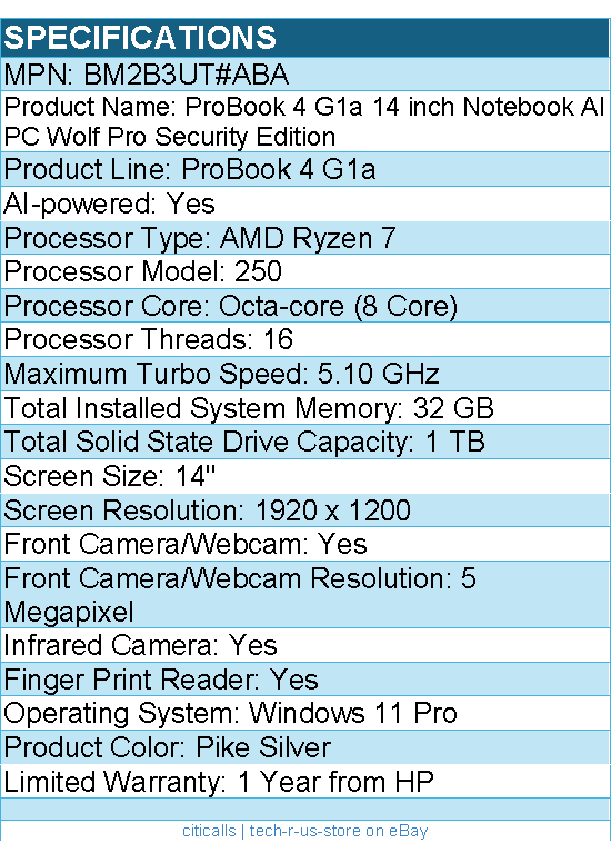 HP BM2B3UT#ABA ProBook 4 G1a 14" Touchscreen Notebook - WUXGA - AMD Ryzen 7 250