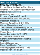 HP BM2E6UT#ABA ProBook 4 G1a 16" Touchscreen Notebook - AMD Ryzen 7 250