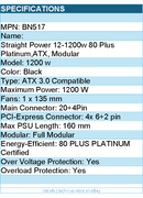be quiet! BN517 Power Supply - 1200W STRAIGHT POWER 12 ATX3.0 80Plus Platinum