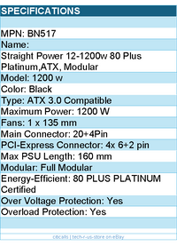 be quiet! BN517 Power Supply - 1200W STRAIGHT POWER 12 ATX3.0 80Plus Platinum