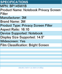 3M BP145W1B Privacy Screen Filter for 14.5" Notebook - Bright Screen