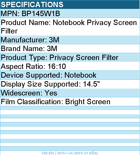 3M BP145W1B Privacy Screen Filter for 14.5" Notebook - Bright Screen