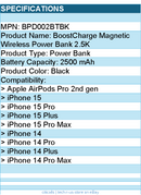 Belkin BPD002btBK BoostCharge Magnetic Wireless Power Bank 2.5K