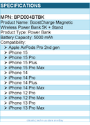 Belkin BPD004btBK Magnetic Wireless Power for iPhone 13 Pro, iPhone 12 - 5K mAh