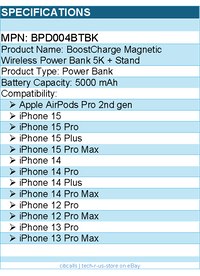 Belkin BPD004btBK Magnetic Wireless Power for iPhone 13 Pro, iPhone 12 - 5K mAh