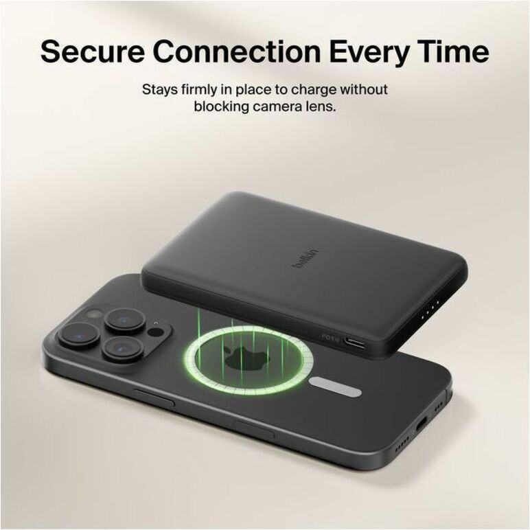 Belkin BPD010FQBK BoostCharge Slim Magnetic Power Bank 5K For Smartphone, iPhone
