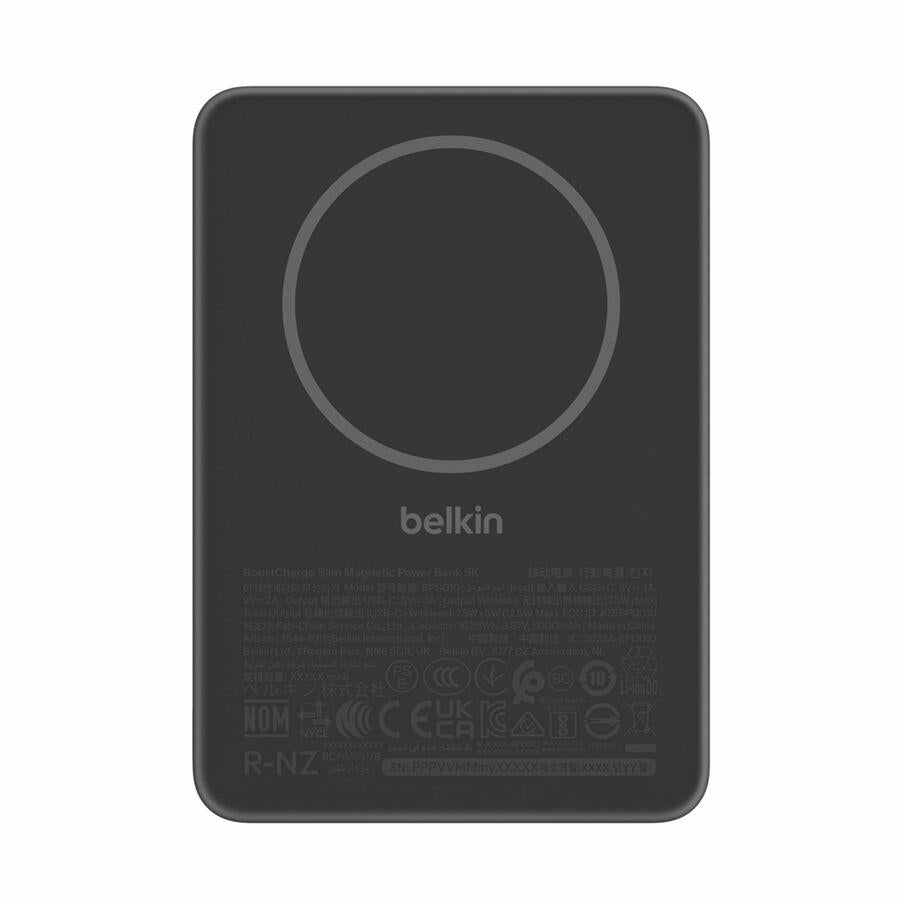 Belkin BPD010FQBK BoostCharge Slim Magnetic Power Bank 5K For Smartphone, iPhone