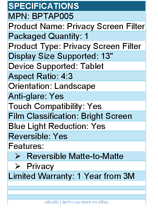 3M BPTAP005 Bright Screen Privacy Filter for Apple iPad Pro 13in M4, iPad Air