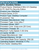 HP BQ4B8UT#ABA EliteDesk 8 G1i Desktop Computer - Intel Core Ultra 7 265T
