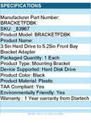 Startech BRACKETFDBK 3.5in Hard Drive to 5.25in Front Bay Bracket Adapter