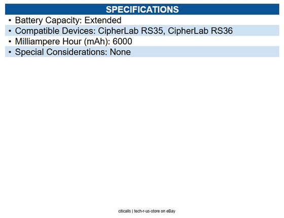 CipherLab BRS36BAT00004 RS36 4000 mAh Standard Battery