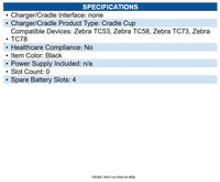 Zebra BTRCUP-NGTC5TC7-01 TC73/TC78 4 Slot Spare Battery Cup