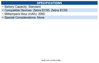 Zebra BTRY-EC5X-ST1-01 Battery for Mobile Computer Battery Rechargeable 3060 mAh