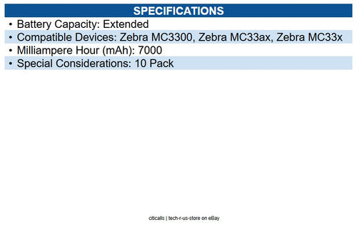 Zebra BTRY-MC33-70MA-10 Battery for Mobile Computer - Battery Rechargeable