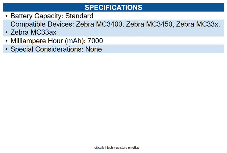 Zebra BTRY-MC3X-70MA-01 Battery for Mobile Computer - Battery Rechargeable