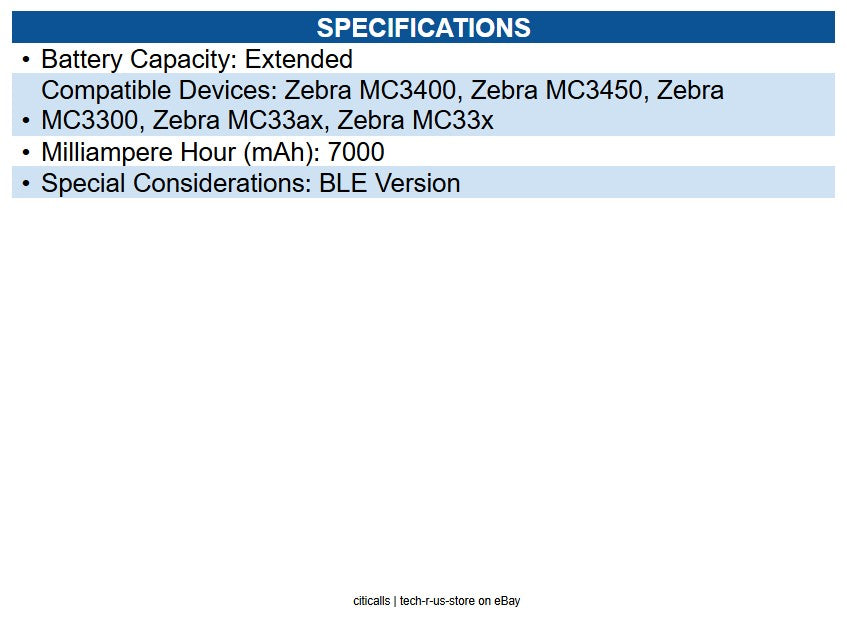 Zebra BTRY-MC3X-7BLE-01 MC3300/MC3400 7000 mAh BLE Beacon Battery
