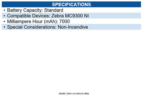 Zebra BTRY-MC93-NI-01 PowerPrecision Battery for Mobile Computer - 7000 mAh
