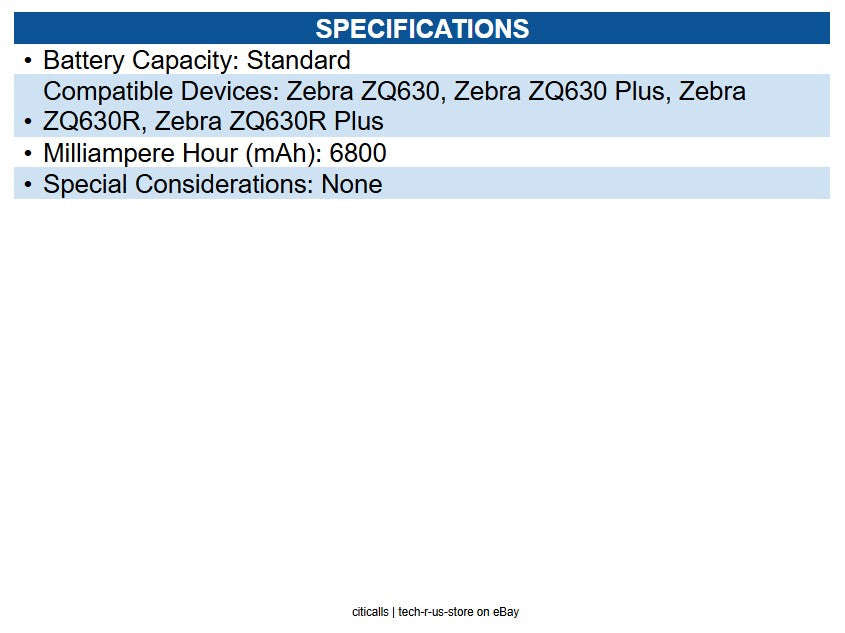 Zebra BTRY-MPP-68MA1-01Spare 6800 mAh battery for ZQ630