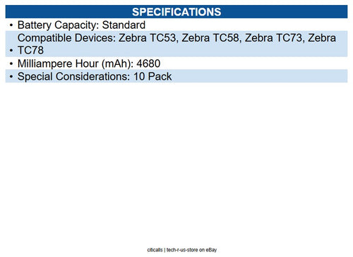 Zebra BTRY-NGTC5TC7-44MA-10 Battery for Mobile Computer - Battery Rechargeable