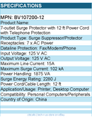 Belkin BV107200-12 7-Outlet AV Surge Protector with 12-Ft Power Cord