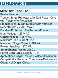 Belkin BV107200-12 7-Outlet AV Surge Protector with 12-Ft Power Cord