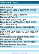 be quiet! BW025 Silent Loop 3 360mm CPU AIO Liquid Cooler - Black