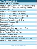HP BX7L3UT#ABA ZBook 8 G1ak 14" Touchscreen Copilot+ PC Mobile Workstation