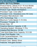 HP BX7V2UT#ABA ZBook 8 G1i 16" Touchscreen Mobile Workstation - Core Ultra 7