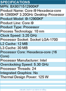 Intel BX8071512900KF Core i9 i9-12900KF (16 Core) 3.20 GHz Processor