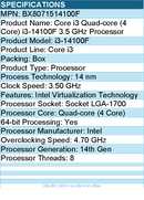 Intel BX8071514100F Core i3 (14th Gen)  4 Core 3.50 GHz Processor