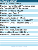 Intel BX8071514900F Core i9 (14th Gen) i9-14900F (24 Core) Processor