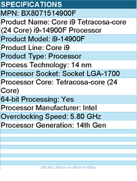 Intel BX8071514900F Core i9 (14th Gen) i9-14900F (24 Core) Processor