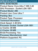 Intel BX80768265 Core Ultra 7 265 2.40 GHz Processor - Socket LGA-1851