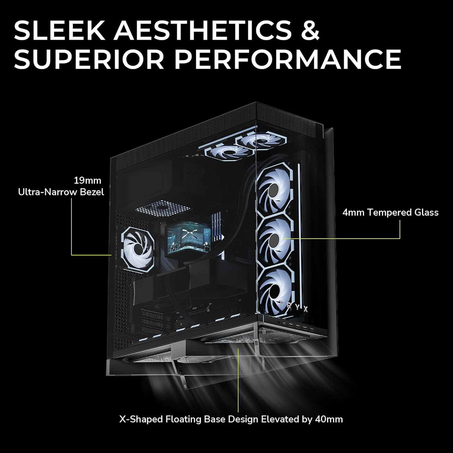 TRYX C-L700N-NN0H-G0K Computer Case - LUCA L70 Midtower Black E-ATX USB3.2