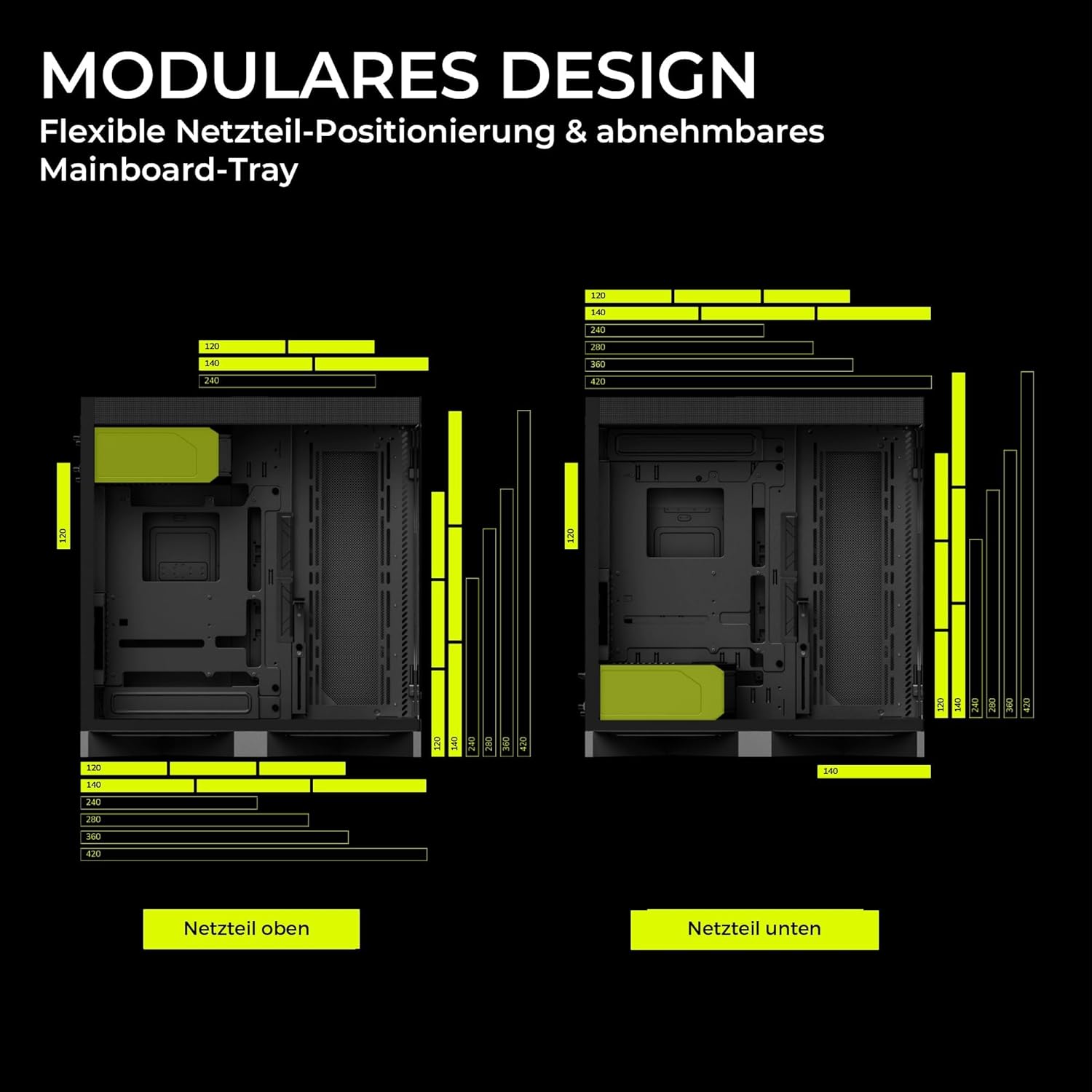 TRYX C-L700N-NN0H-G0K Computer Case - LUCA L70 Midtower Black E-ATX USB3.2