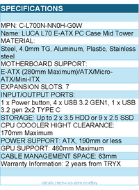 TRYX C-L700N-NN0H-G0W Computer Case - LUCA L70 Midtower White E-ATX