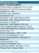 HP C03QDUT#ABA EliteBook 8 G1a 14" Touchscreen Copilot+ PC Notebook