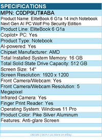 HP C0DP9UT#ABA EliteBook 6 G1a 14" Copilot+ PC Notebook - AMD Ryzen AI 5 340