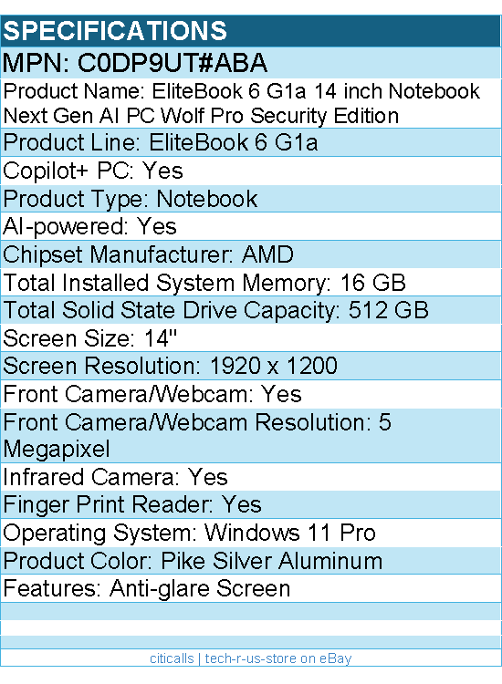HP C0DP9UT#ABA EliteBook 6 G1a 14" Copilot+ PC Notebook - AMD Ryzen AI 5 340