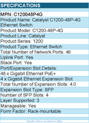 Cisco C120048P4G Catalyst Ethernet Switch - 48 Ports - Manageable