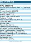 Cisco C12008TD Catalyst C1200-8T-D Ethernet Switch - 8 Ports - Manageable