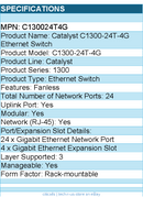 Cisco C130024T4G Catalyst C1300-24T-4G Ethernet Switch - 24 Ports - Manageable