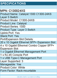 Cisco C130024XS Catalyst 1300 C1300-24XS Layer 3 Switch - Manageable