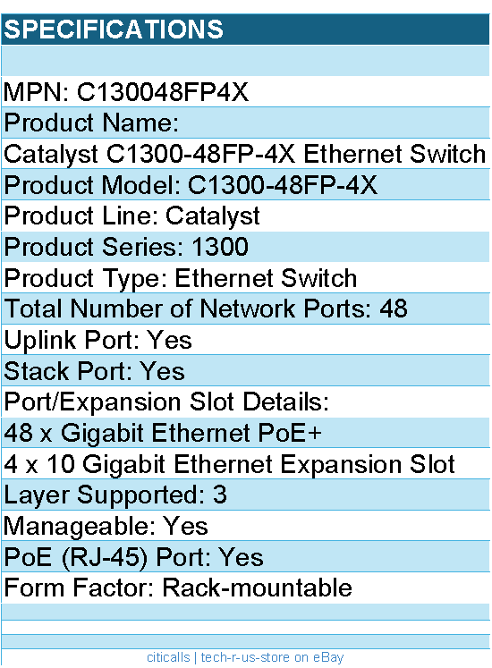 Cisco C130048FP4X Catalyst C1300-48FP-4X Ethernet Switch - 48 Ports