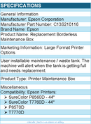 Epson C13S210116 Replacement Borderless Printer Maintenance Box