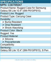 Codi C30705047 Rugged Case for Samsung Galaxy S6 Lite 10.4"" (SM-P610/P615)