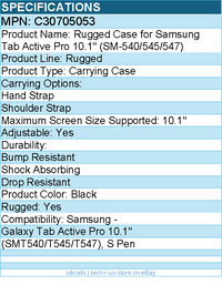 Codi C30705053 Rugged Case for Samsung Galaxy 10.1" Tab Active 4 Pro (Black)